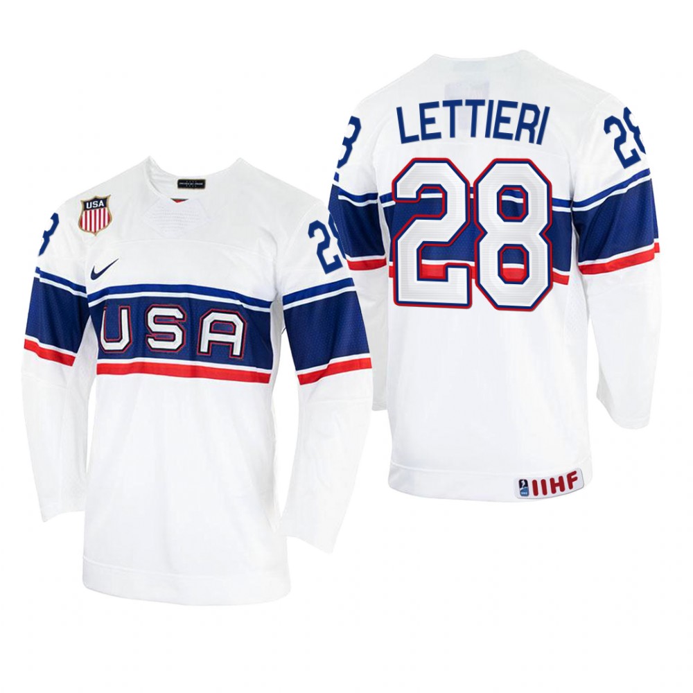 USA Vinni Lettieri 2022 IIHF World Championship White #28 Jersey Home