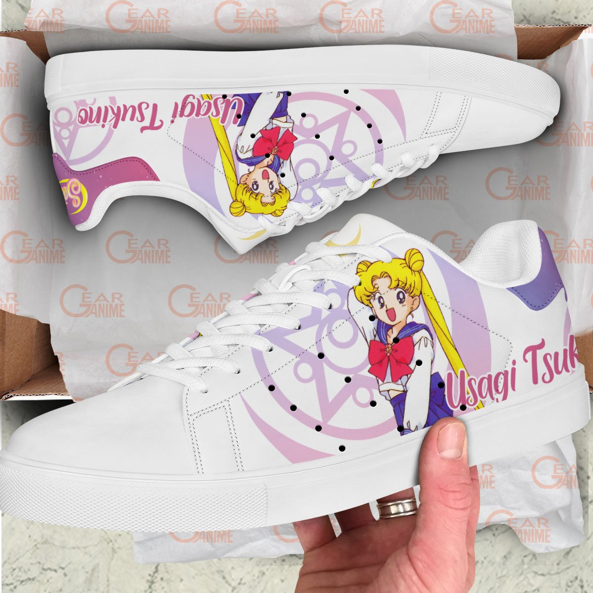 Usagi Tsukino Sailor Skate Sneakers Custom Sailor Anime Shoes