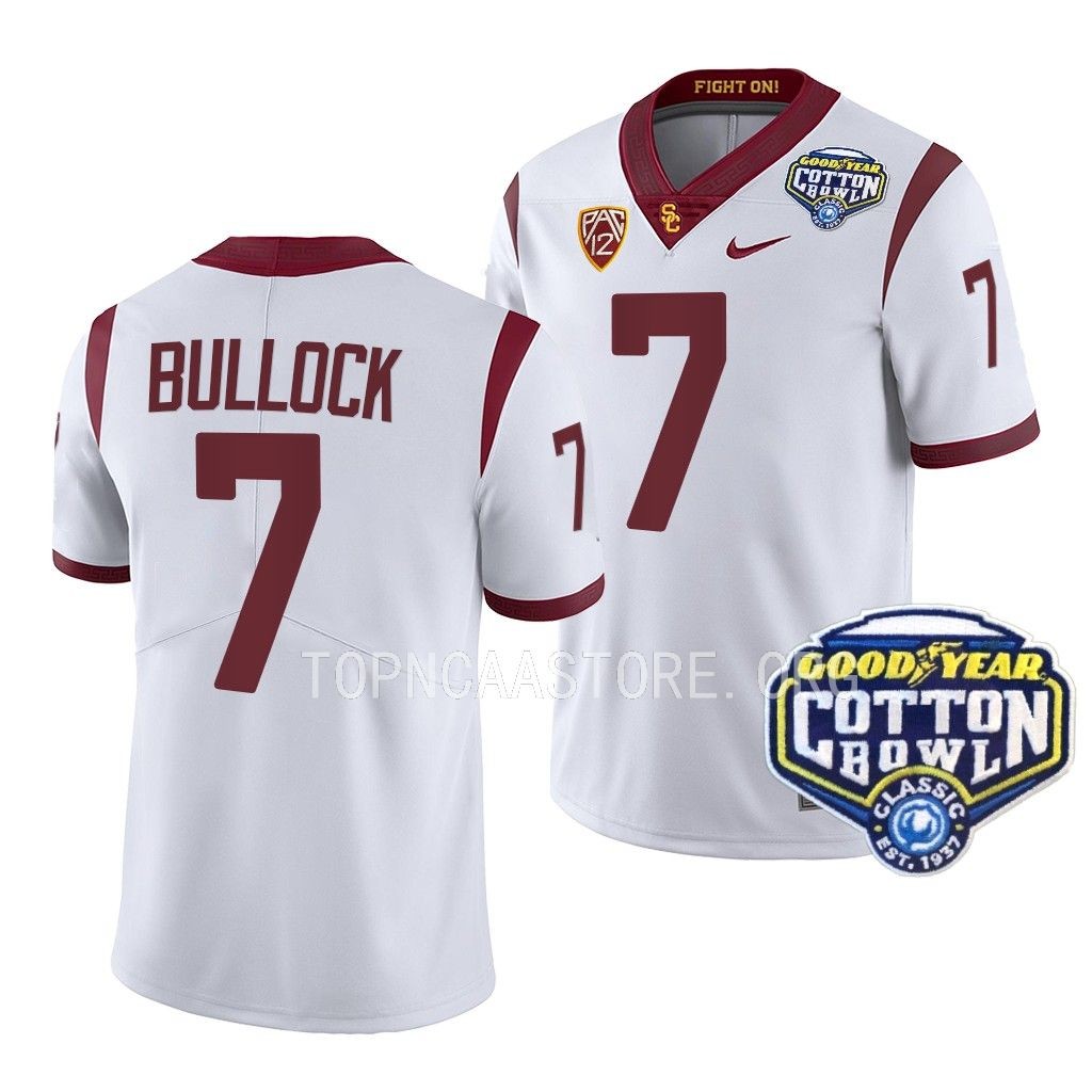 USC Trojans 2023 Cotton Bowl Calen Bullock #7 White Men's College Jersey