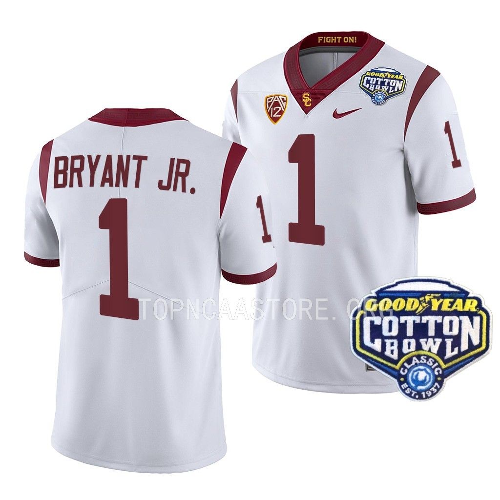 USC Trojans 2023 Cotton Bowl Gary Bryant Jr. #1 White Men's College Jersey