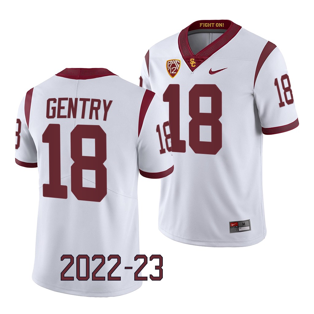 USC Trojans Eric Gentry Jersey 2022-23 College White #18 Game Men's Shirt