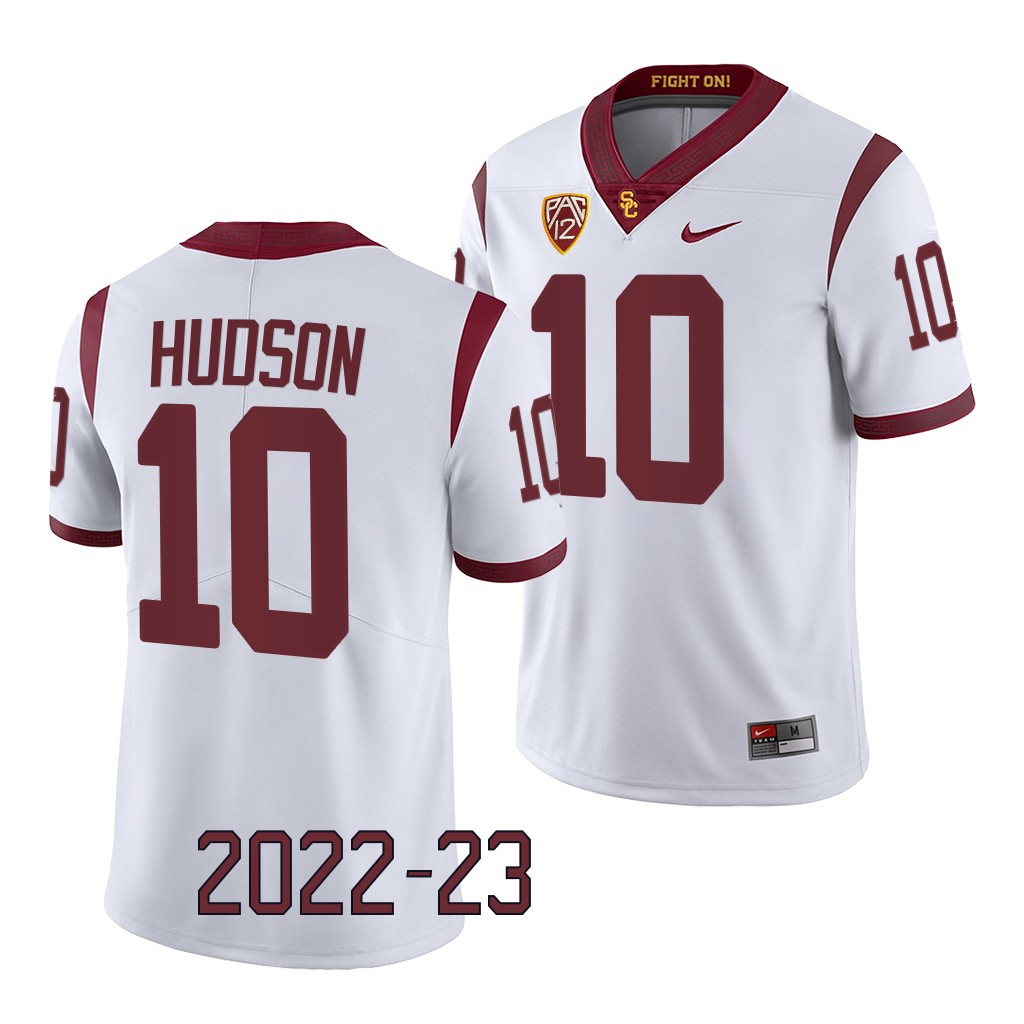 USC Trojans Kyron Hudson Jersey 2022-23 College White #10 Game Men's Shirt