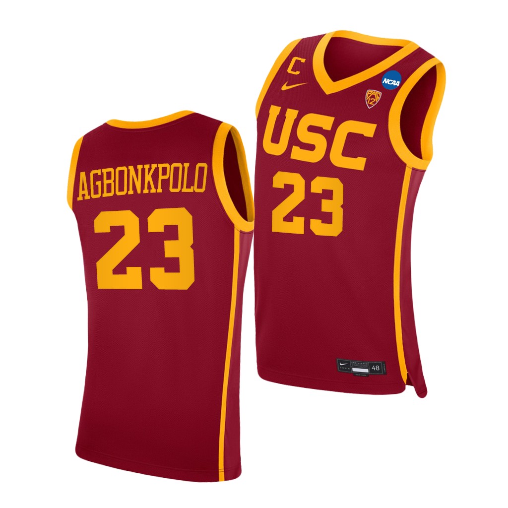 USC Trojans Max Agbonkpolo Cardinal 2021 March Madness Sweet 16 PAC-12 Jersey