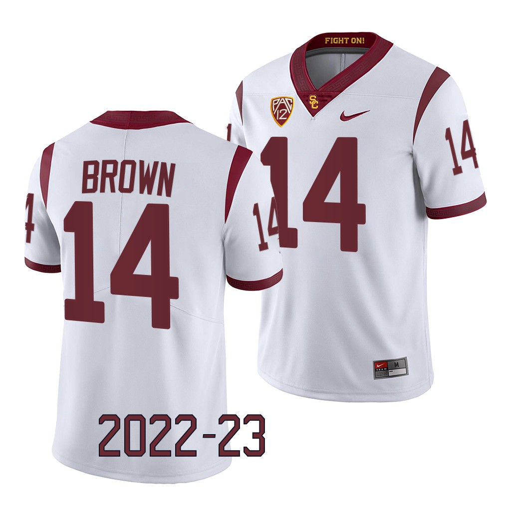 USC Trojans Raleek Brown Jersey 2022-23 College White #14 Game Men's Shirt