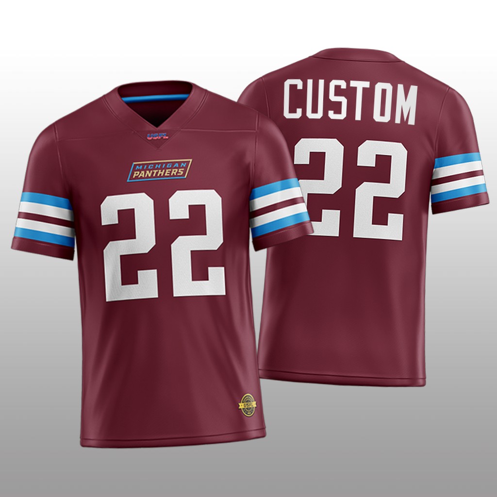 USFL Michigan Panthers Custom Burgundy - Men's