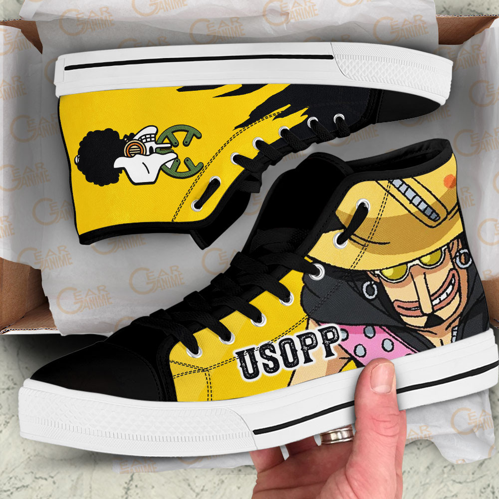 Usopp High Top Shoes One Piece Red Custom Anime Sneakers