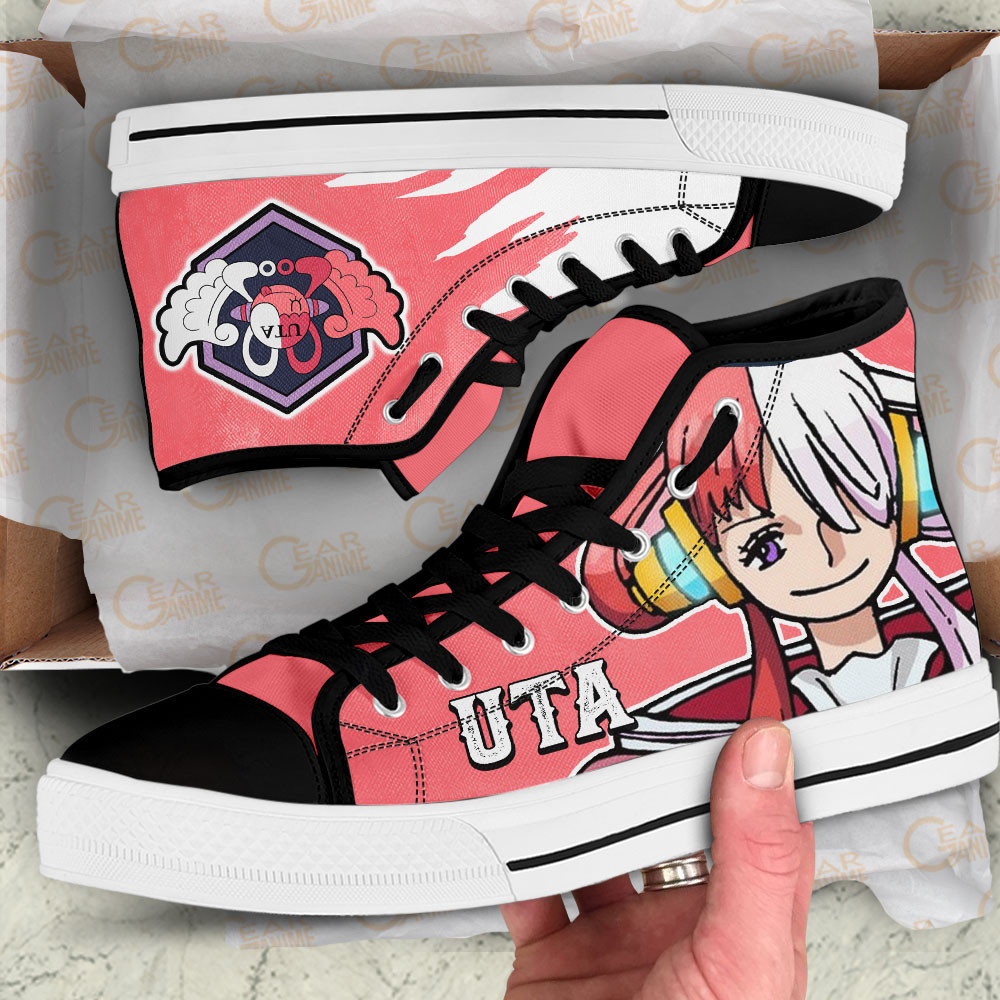 Uta High Top Shoes One Piece Red Custom Anime Sneakers