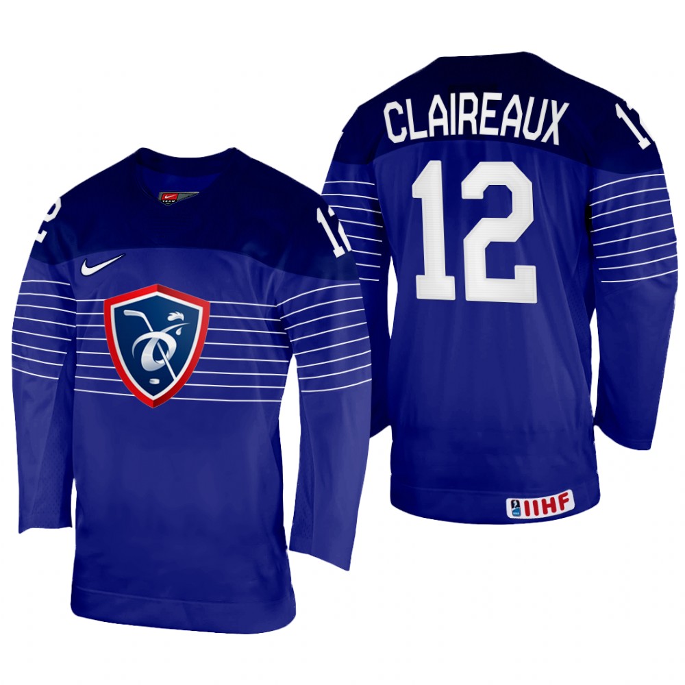 Valentin Claireaux France Navy Away Jersey 2022 IIHF World Championship
