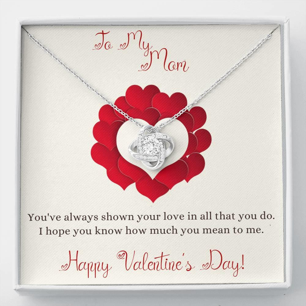 Valentine Gift For Mom Love Knot Necklace How Much You Mean To Me