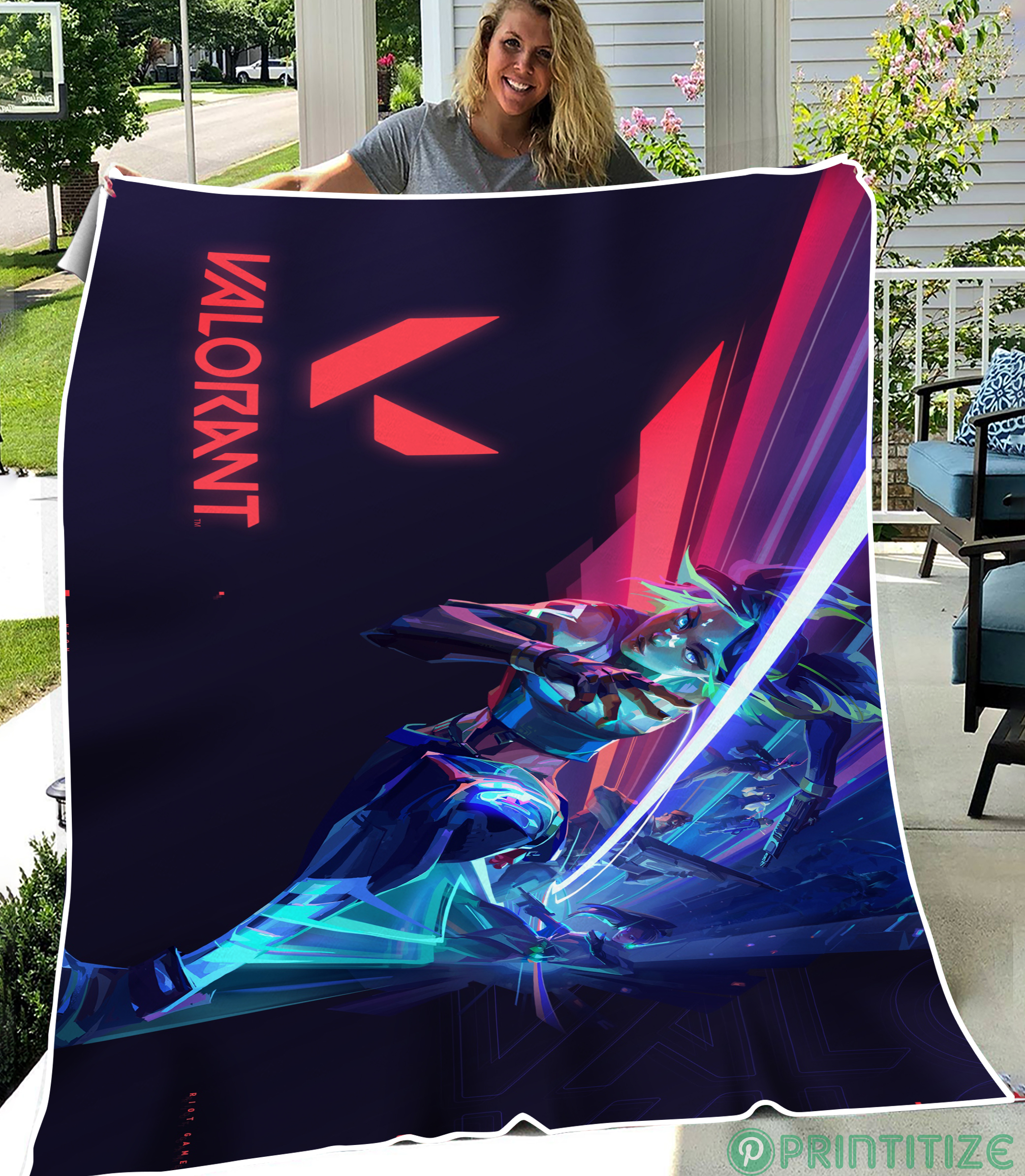 Valorant Neon Agent Fleece Blanket