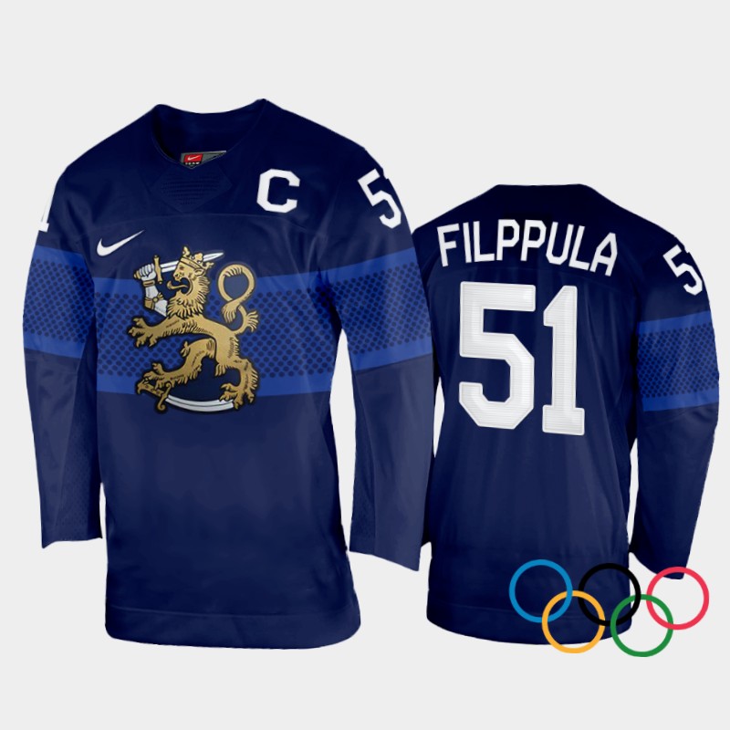 Valtteri Filppula Finland Navy Gold Winner Jersey 2022 Winter Olympics Champions