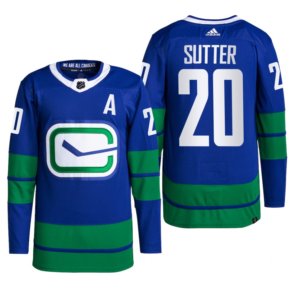 Vancouver Canucks 2022 Alternate Jersey Brandon Sutter Blue #20 Primegreen Pro Uniform