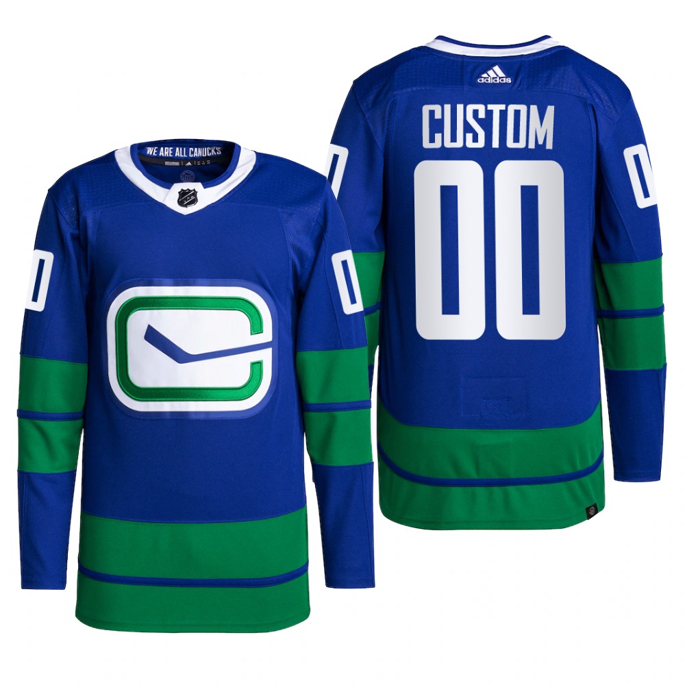 Vancouver Canucks 2022 Alternate Jersey Custom Blue #00 Primegreen Pro Uniform