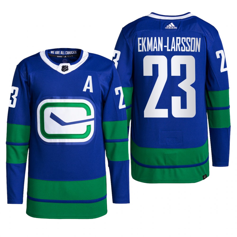 Vancouver Canucks 2022 Alternate Jersey Oliver Ekman-Larsson Blue #23 Primegreen Pro Uniform