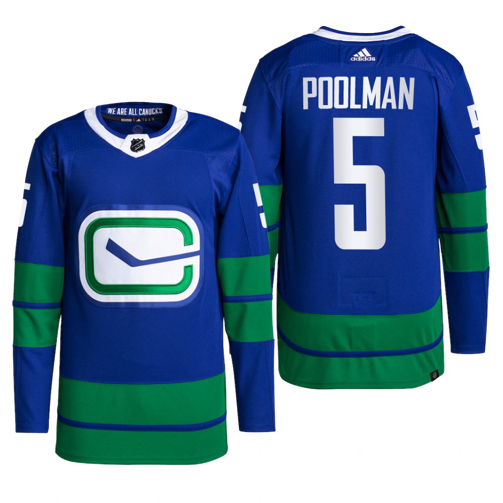 Vancouver Canucks 2022 Alternate Jersey Tucker Poolman Blue #5 Primegreen Pro Uniform