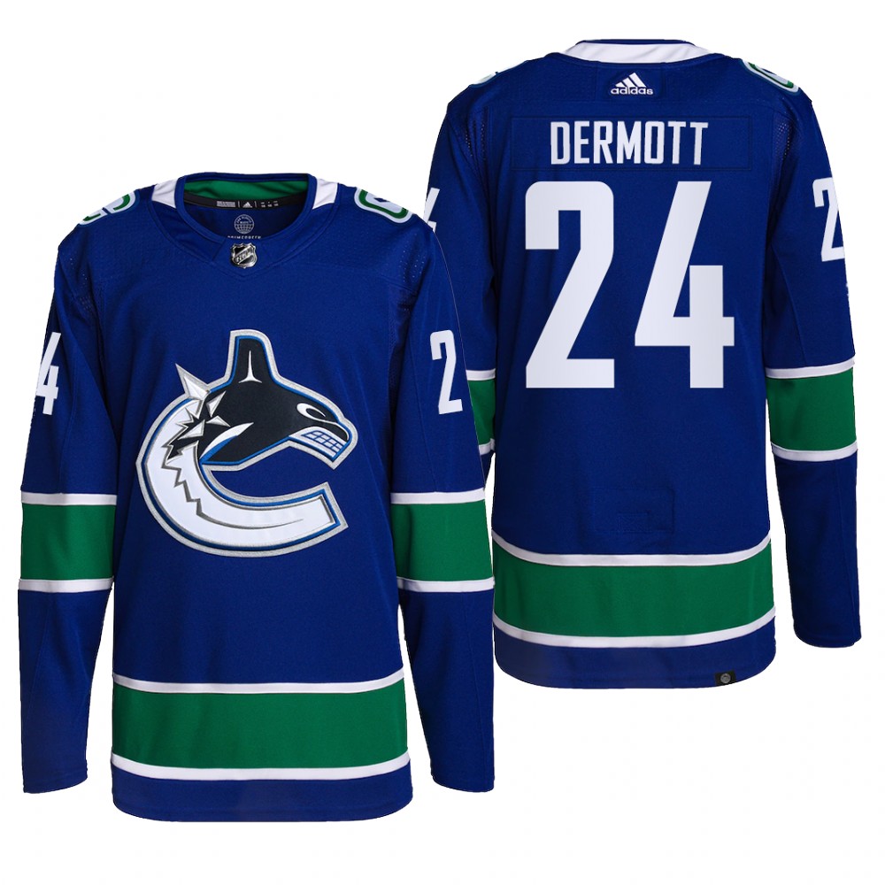 Vancouver Canucks 2022 Home Jersey Travis Dermott Blue #24 Primegreen Pro Uniform