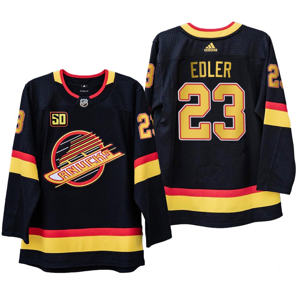 Vancouver Canucks Alexander Edler #23 50th Anniversary Black Adizero Throwback Jersey