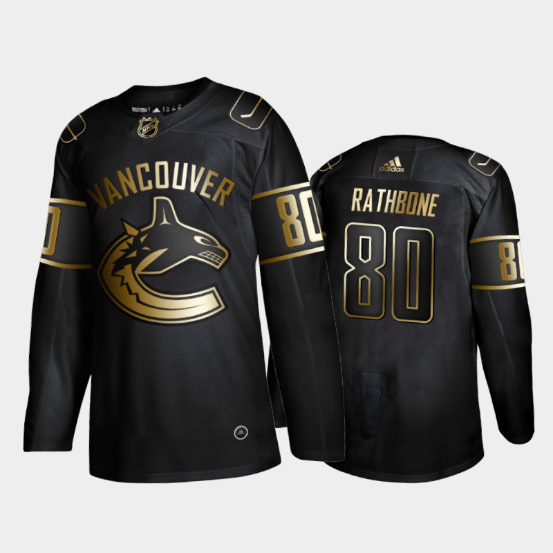Vancouver Canucks Jack Rathbone #80 Golden Edition Black Jersey