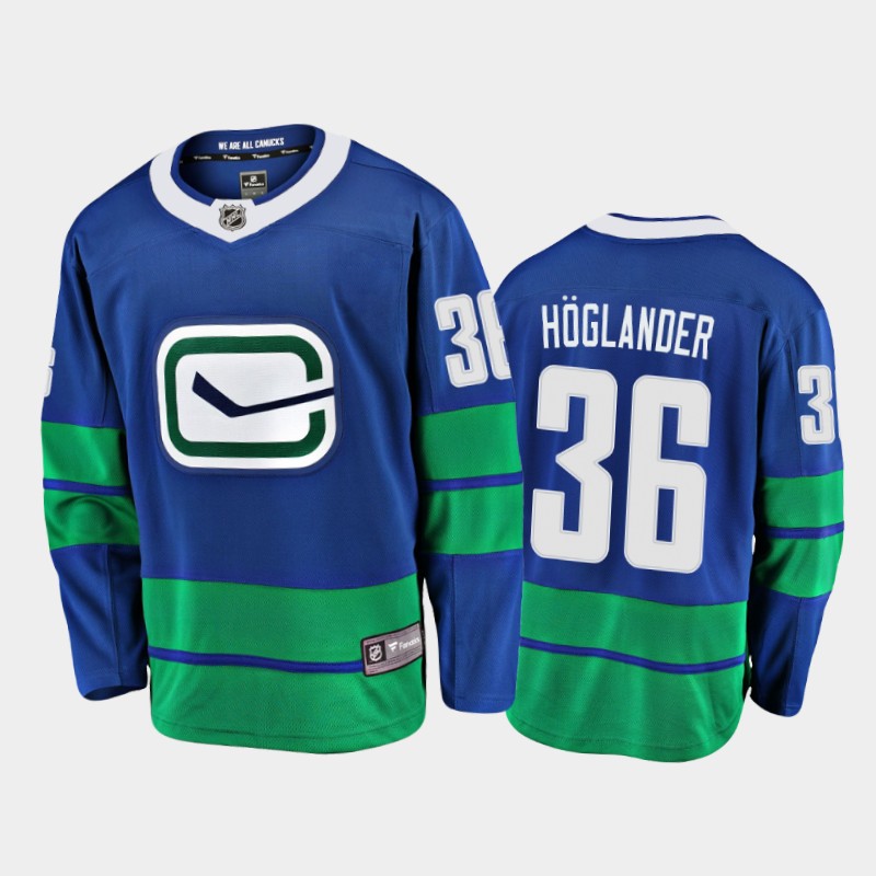 Vancouver Canucks Nils Hoglander #36 Alternate Blue 2021 Breakaway Jersey