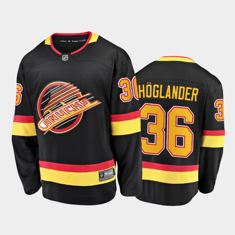 Vancouver Canucks Nils Hoglander #36 Heritage Black 2021 Flying Skate Jersey