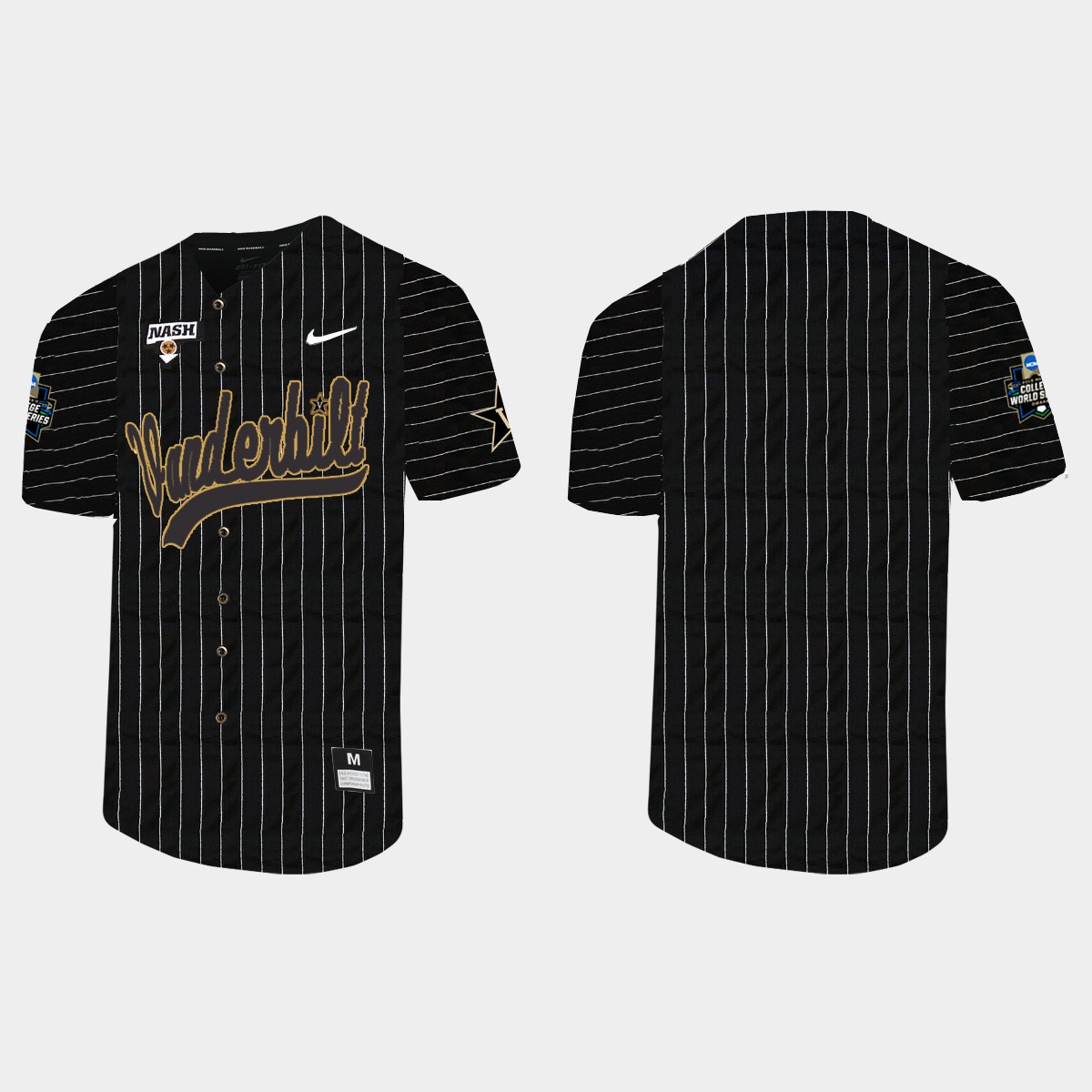 Vanderbilt Commodores 2021 College World Series Pinstripe Jersey - Black