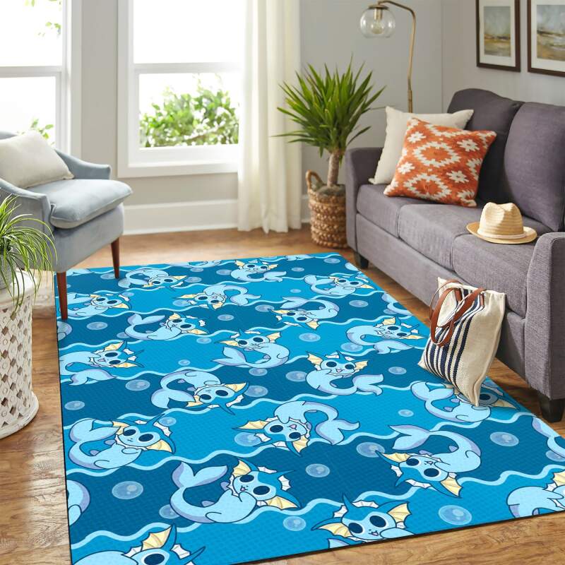 Vaporeon Pokemon Pattern Carpet Floor Area Rectangle Rug