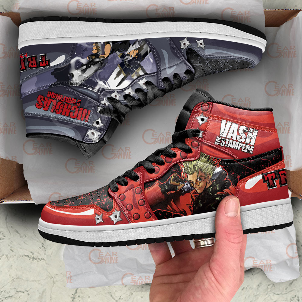 Vash the Stampede and Nicholas D Wolfwood JD1s Sneakers Trigun Anime Shoes, Air Jordan Hightop