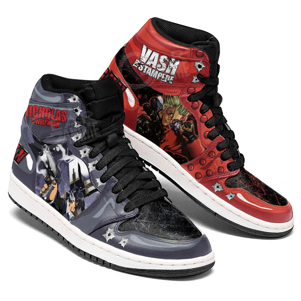 Vash the Stampede and Nicholas D Wolfwood JD1s Sneakers Trigun Anime Shoes, Air Jordan Hightop
