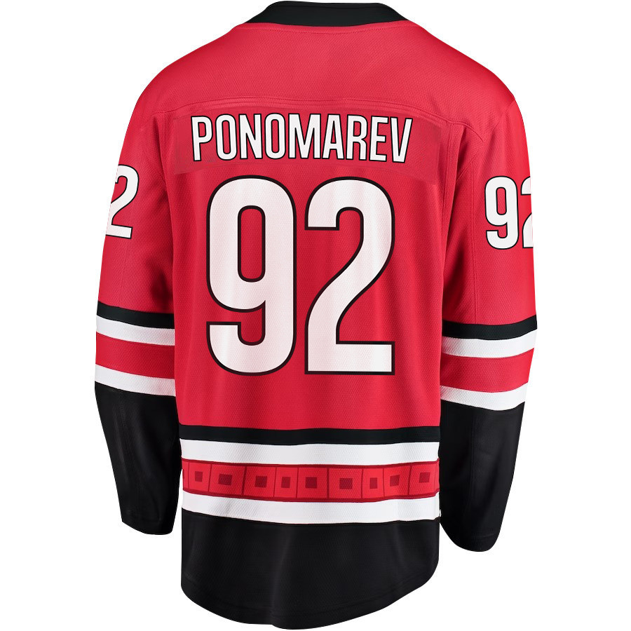 Vasiliy Ponomarev 92 Carolina Hurricanes Stanley Cup 2023 Playoffs Patch Home Breakaway Men Stitched Jersey – Red