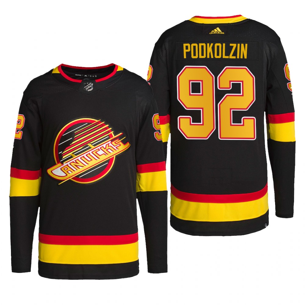 Vasily Podkolzin Vancouver Canucks Retro Jersey 2022 Black #92 Primegreen Pro Uniform