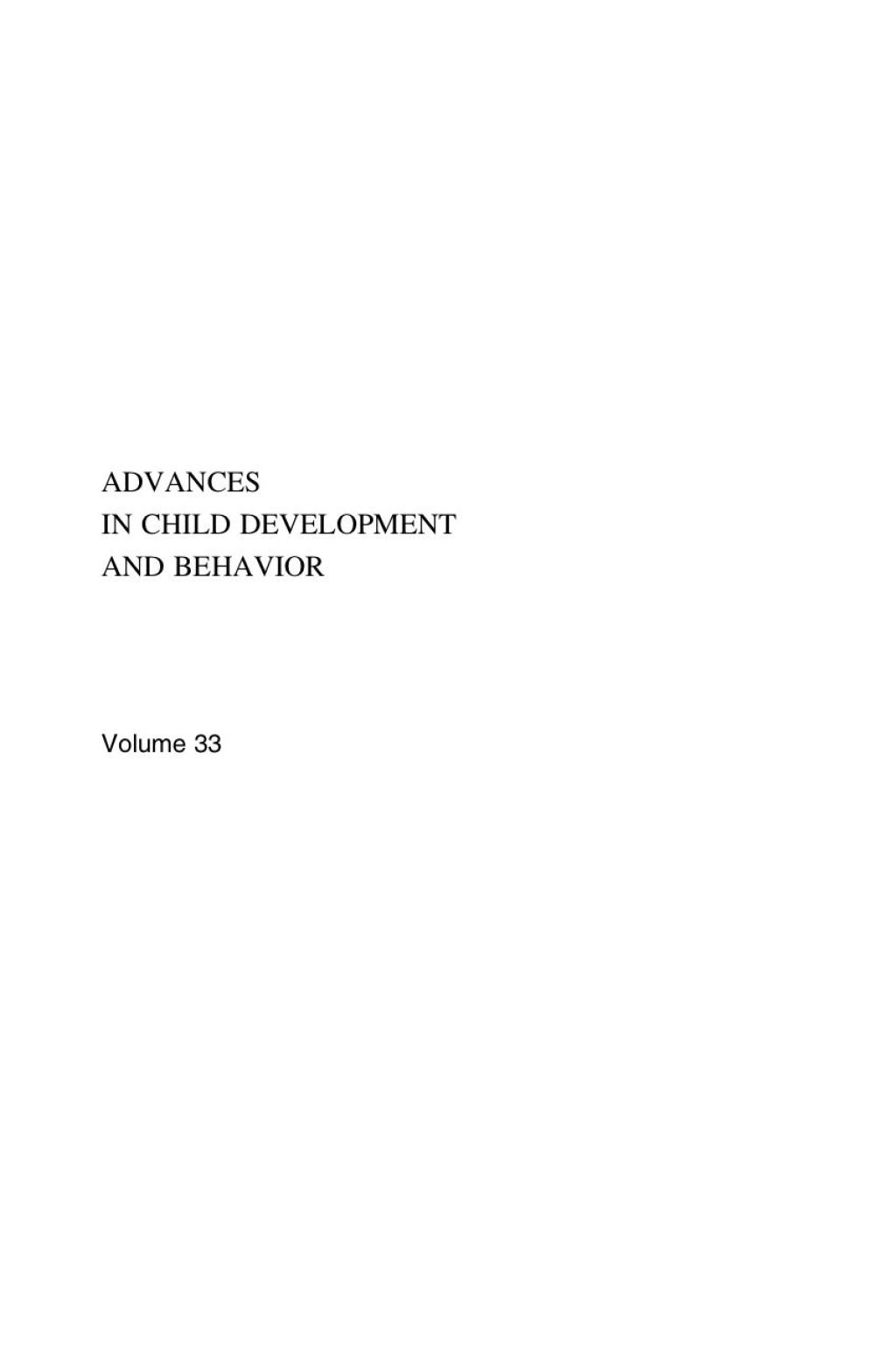 Advances in Child Development and Behavior 