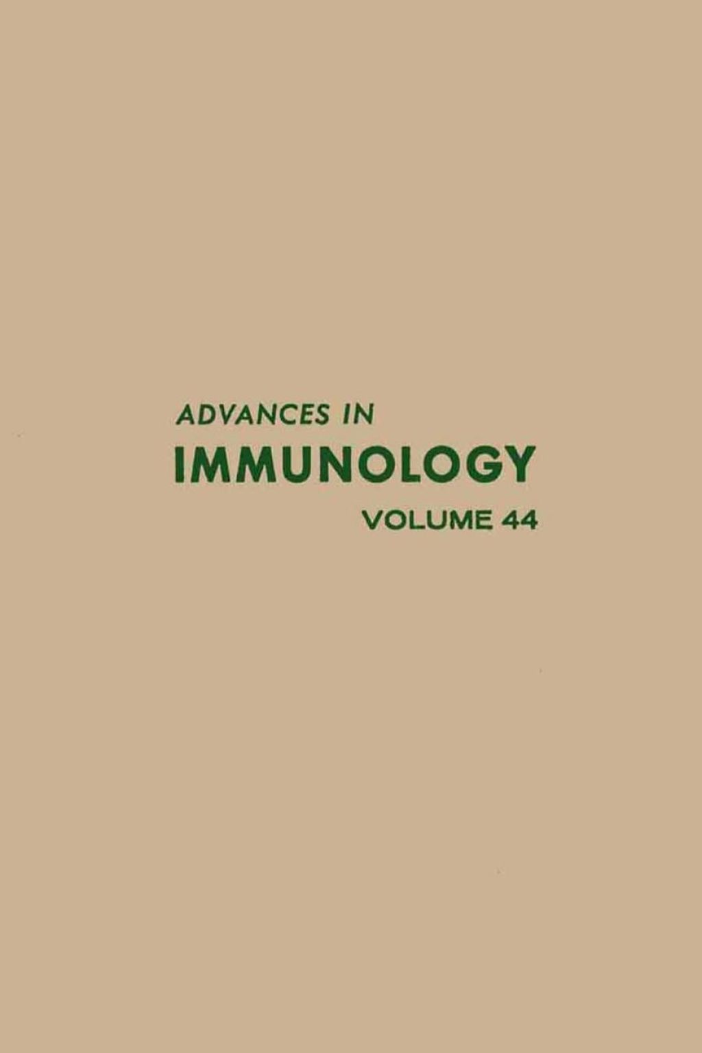 ADVANCES IN IMMUNOLOGY VOLUME 44 