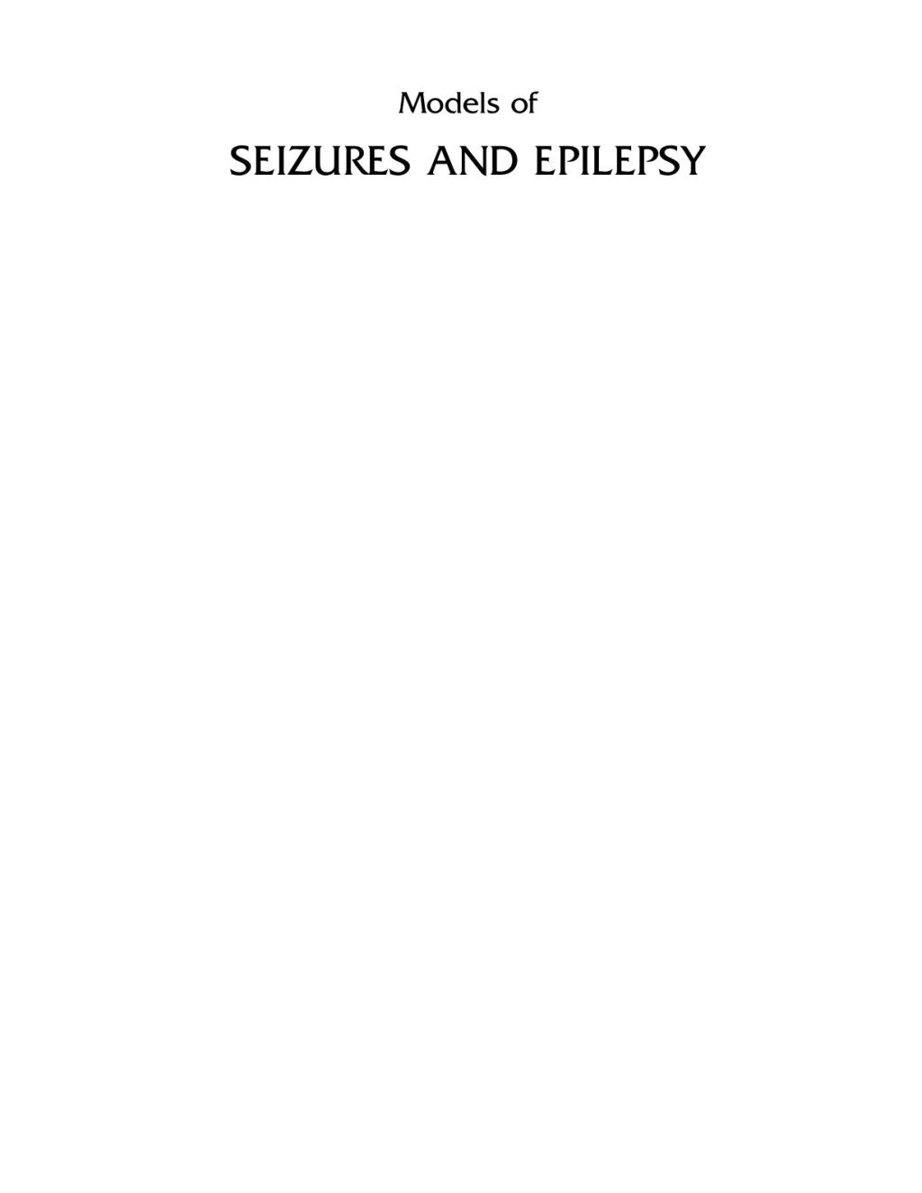 Models of Seizures and Epilepsy 