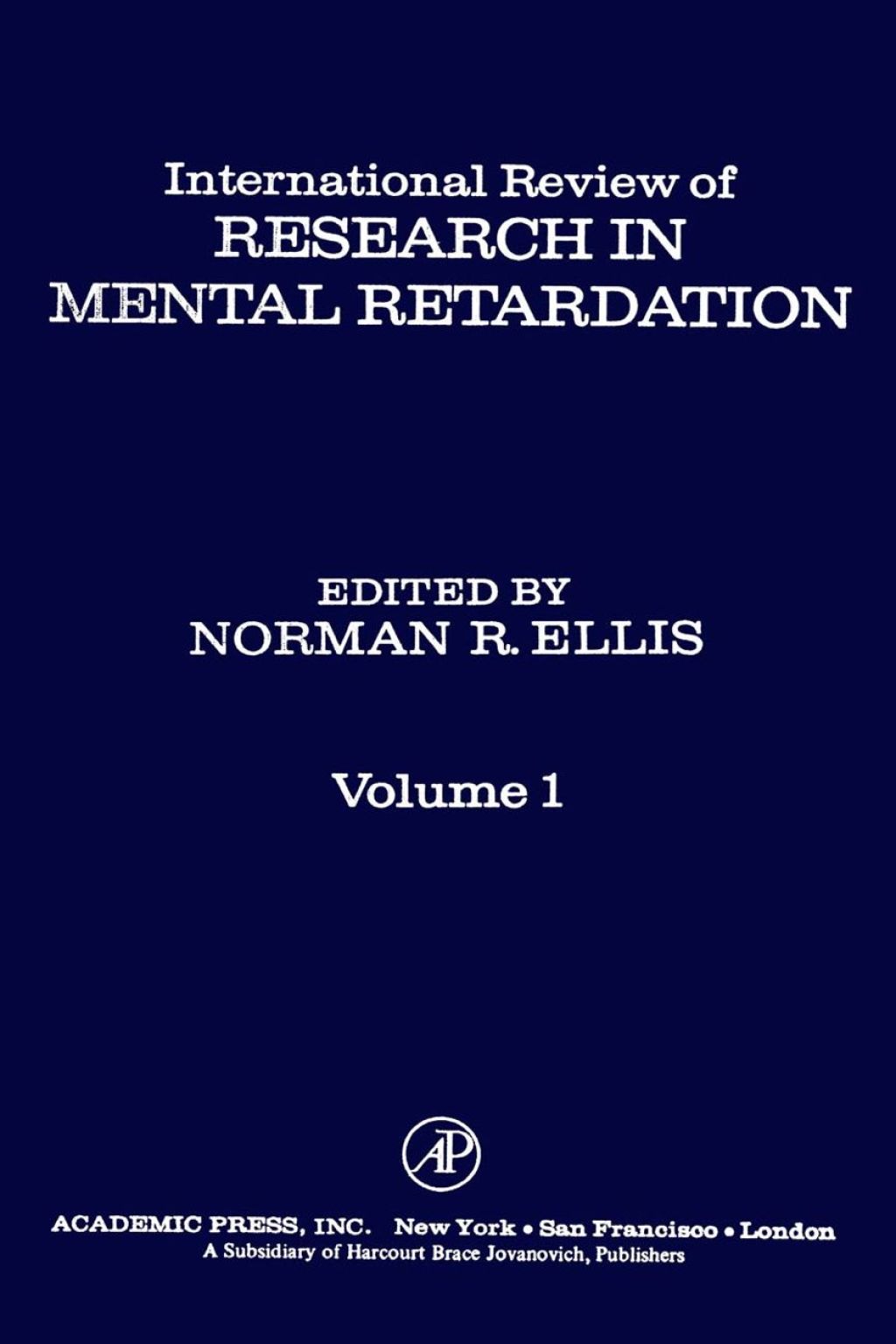 INT'L REV OF RESRCH IN MENTL RETARDTN V1 