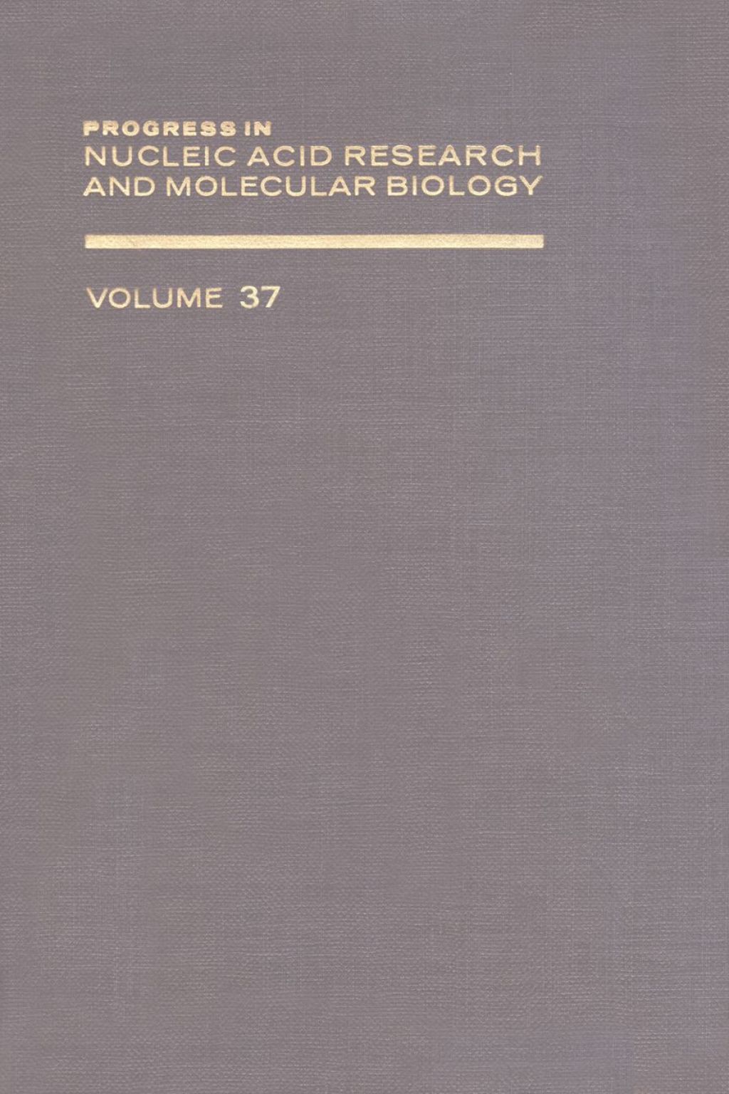 PROG NUCLEIC ACID RES&MOLECULAR BIO V37 