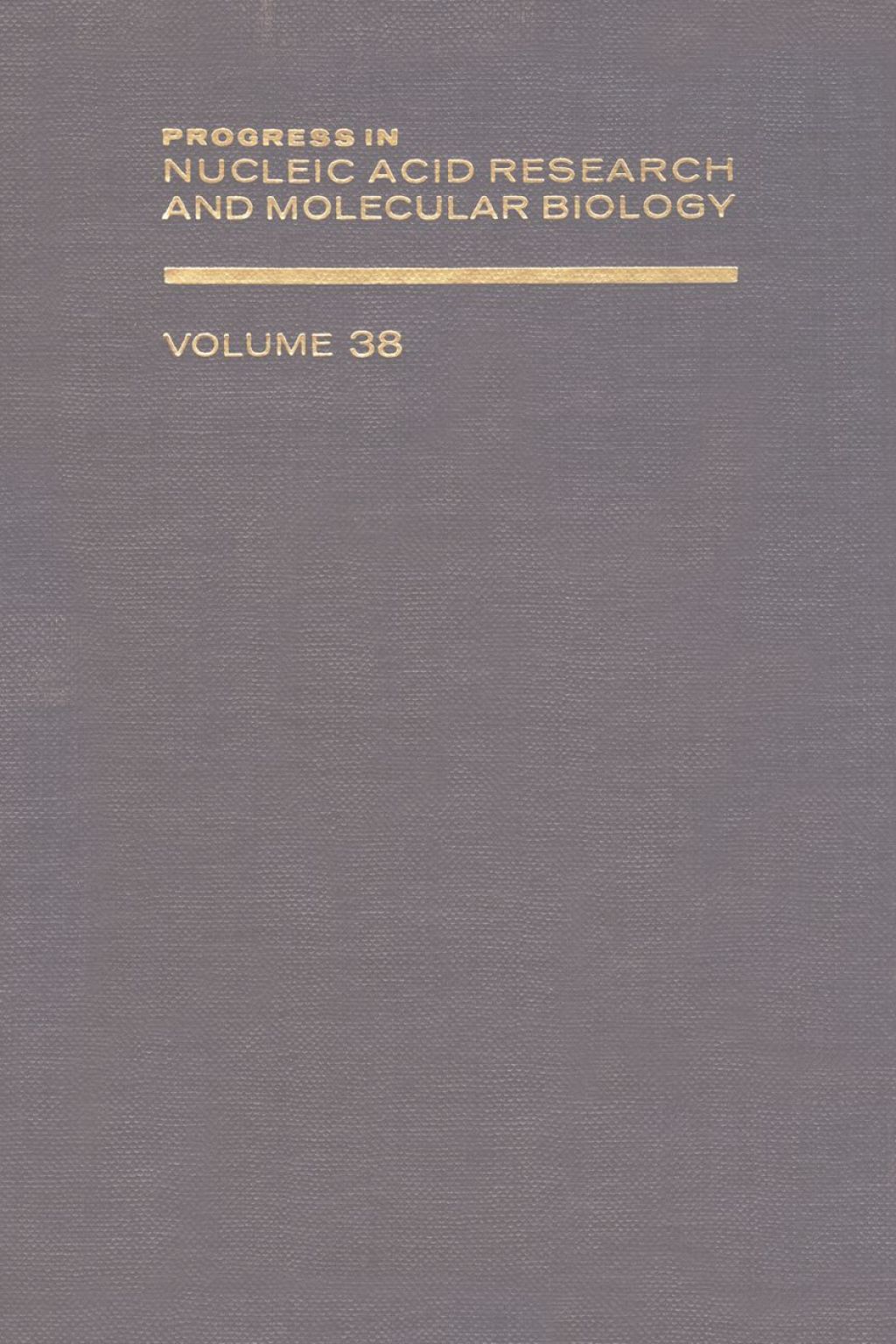 PROG NUCLEIC ACID RES&MOLECULAR BIO V38 