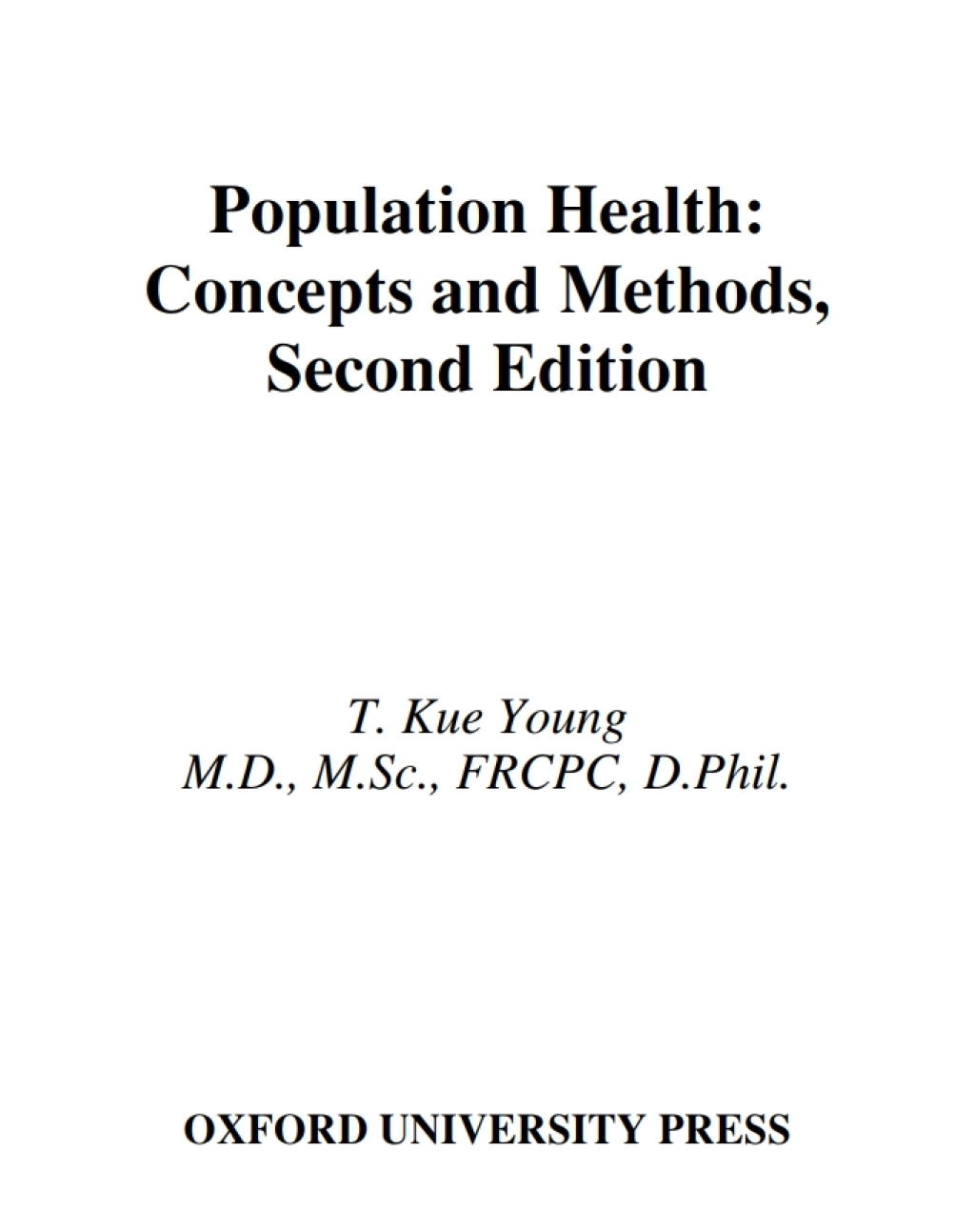 Population Health Concepts and Methods 2nd Edition