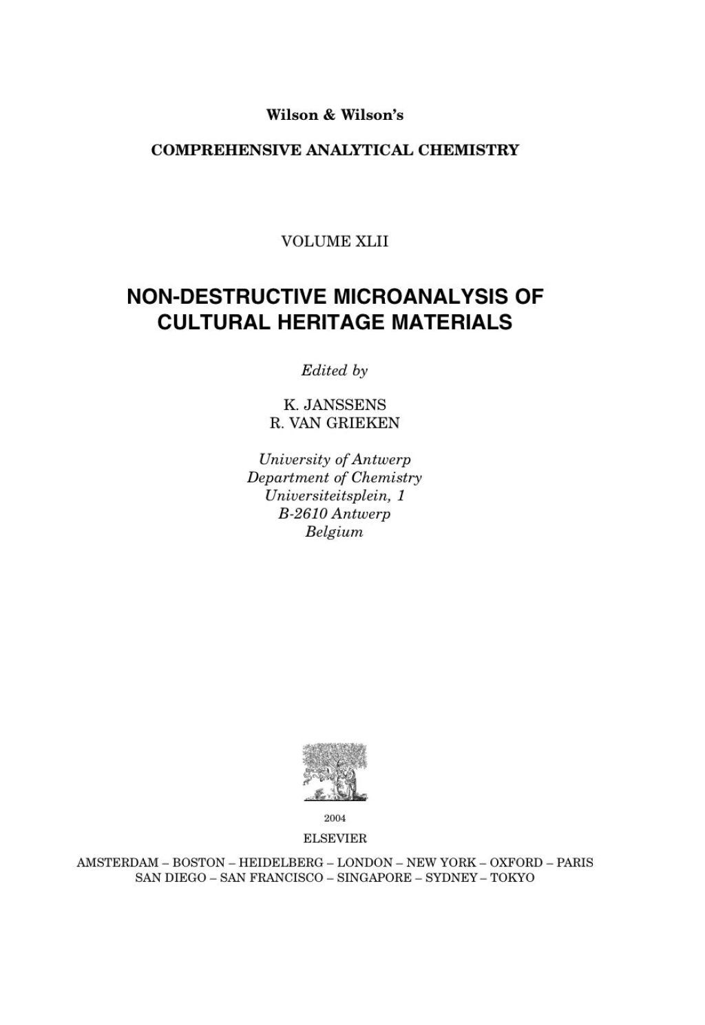 Non-destructive Micro Analysis of Cultural Heritage Materials 