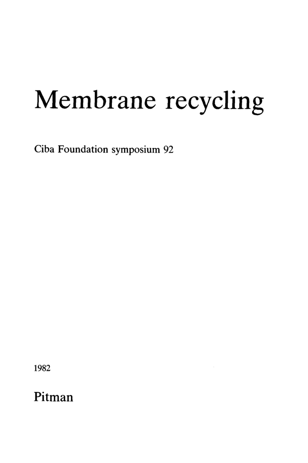 Membrane Recycling 1st Edition