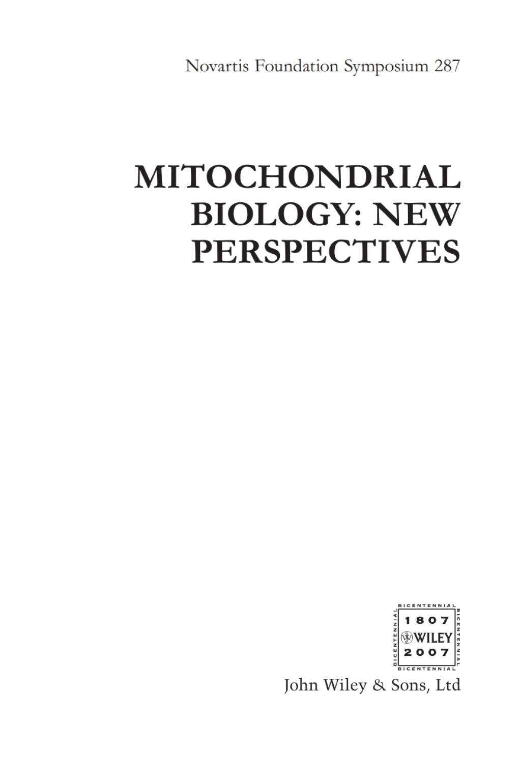 Mitochondrial Biology New Perspectives 1st Edition
