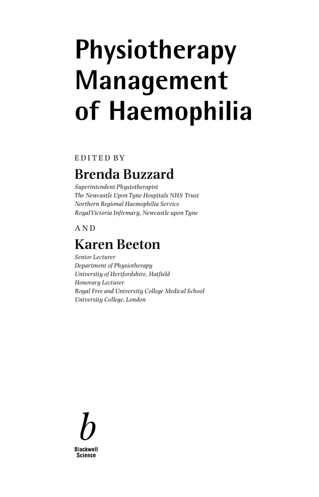 Physiotherapy Management of Haemophilia 1st Edition