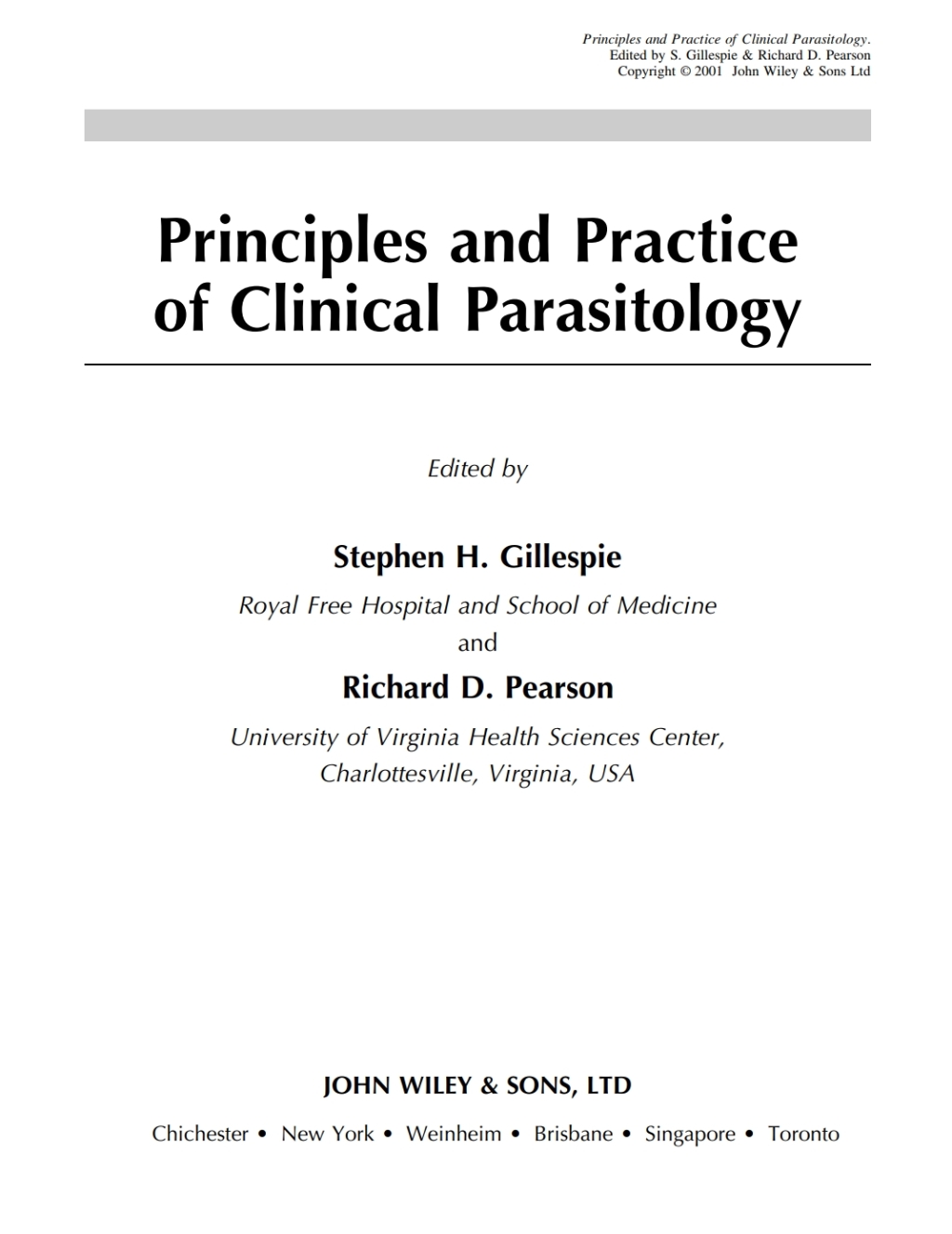 Principles and Practice of Clinical Parasitology 1st Edition