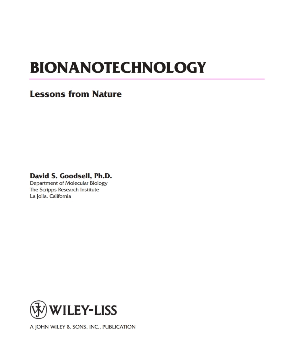 Bionanotechnology Lessons from Nature 1st Edition