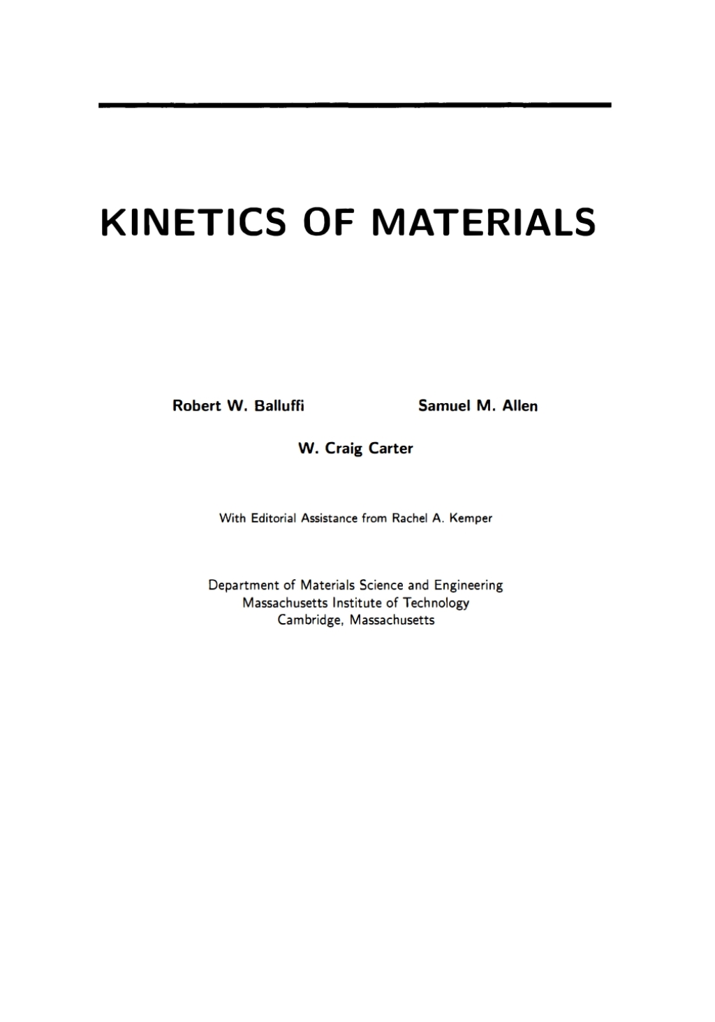 Kinetics of Materials 1st Edition