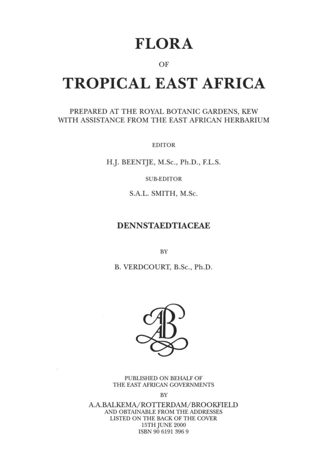 Flora of Tropical East Africa - Dennstaetiacea (2000) 1st Edition