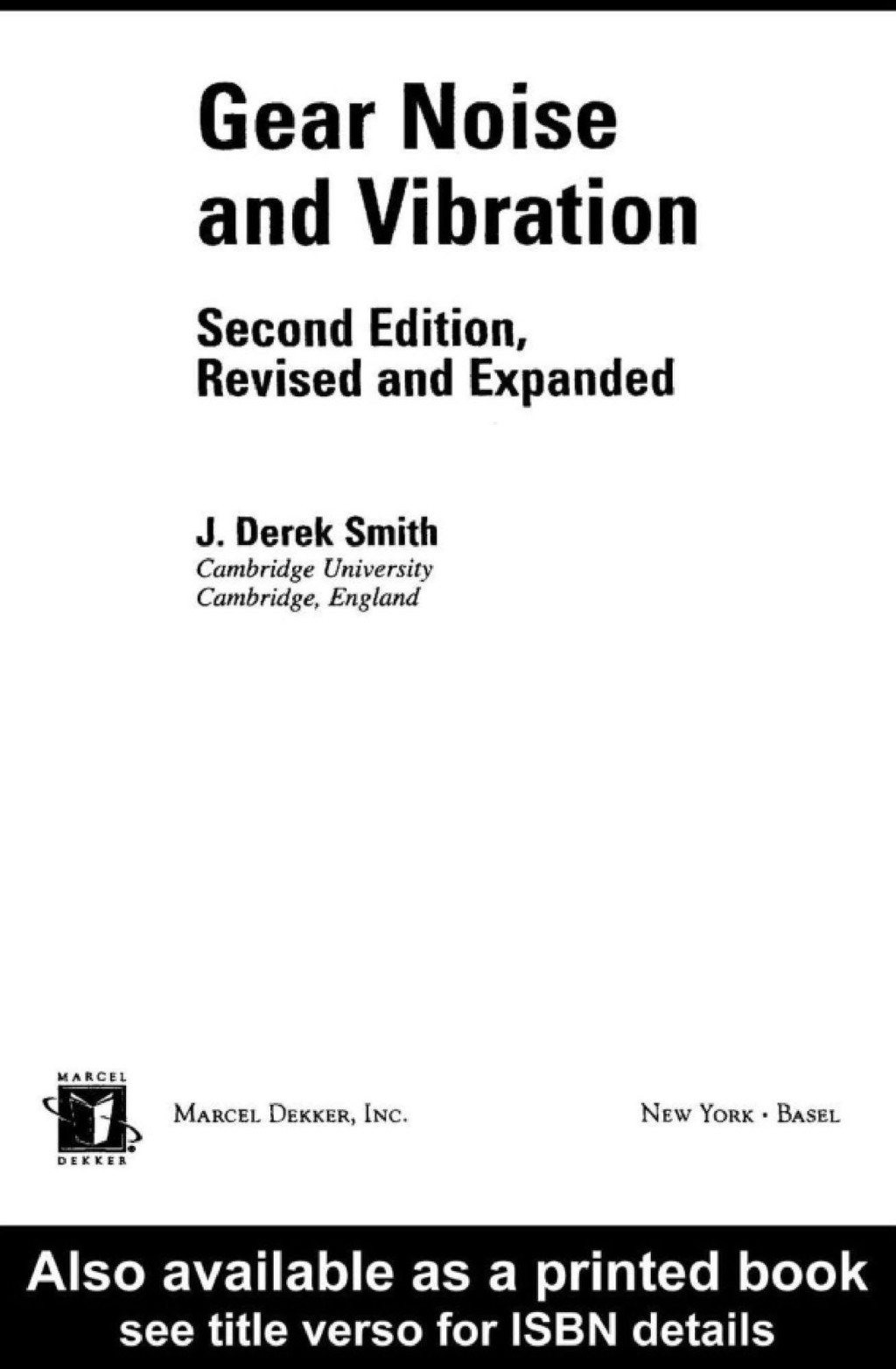 Gear Noise and Vibration 2nd Edition