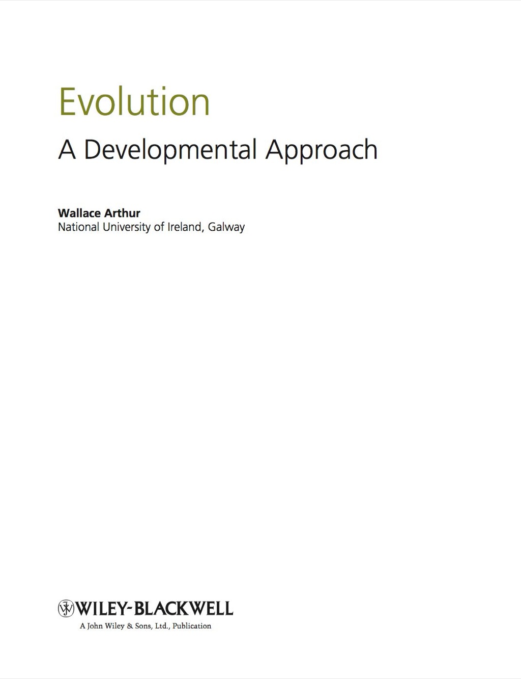 Evolution: A Developmental Approach 1st Edition