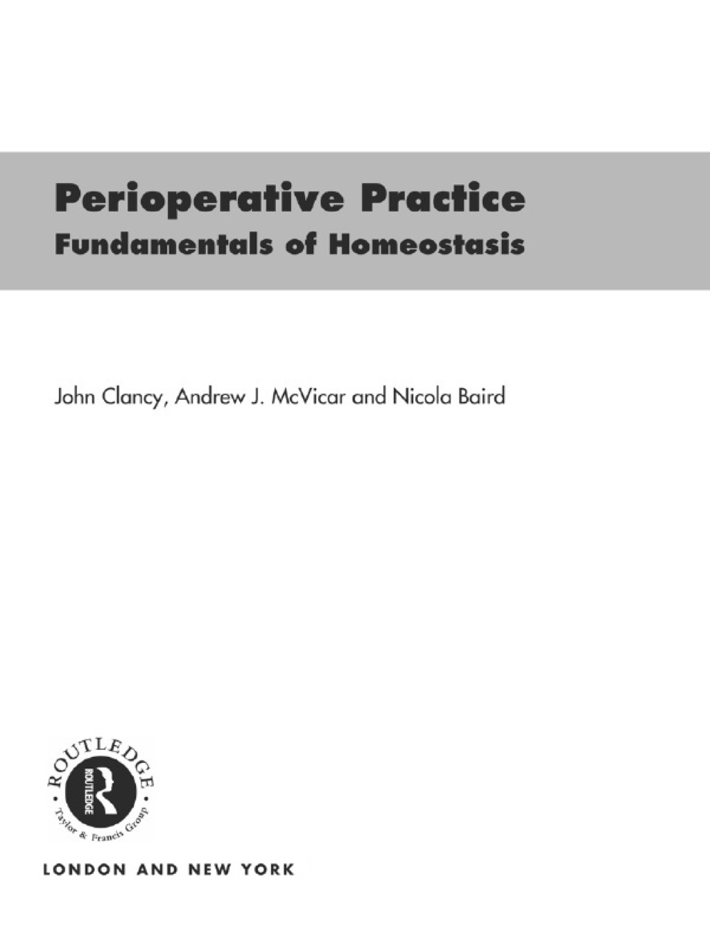 Perioperative Practice Fundamentals of Homeostasis 1st Edition