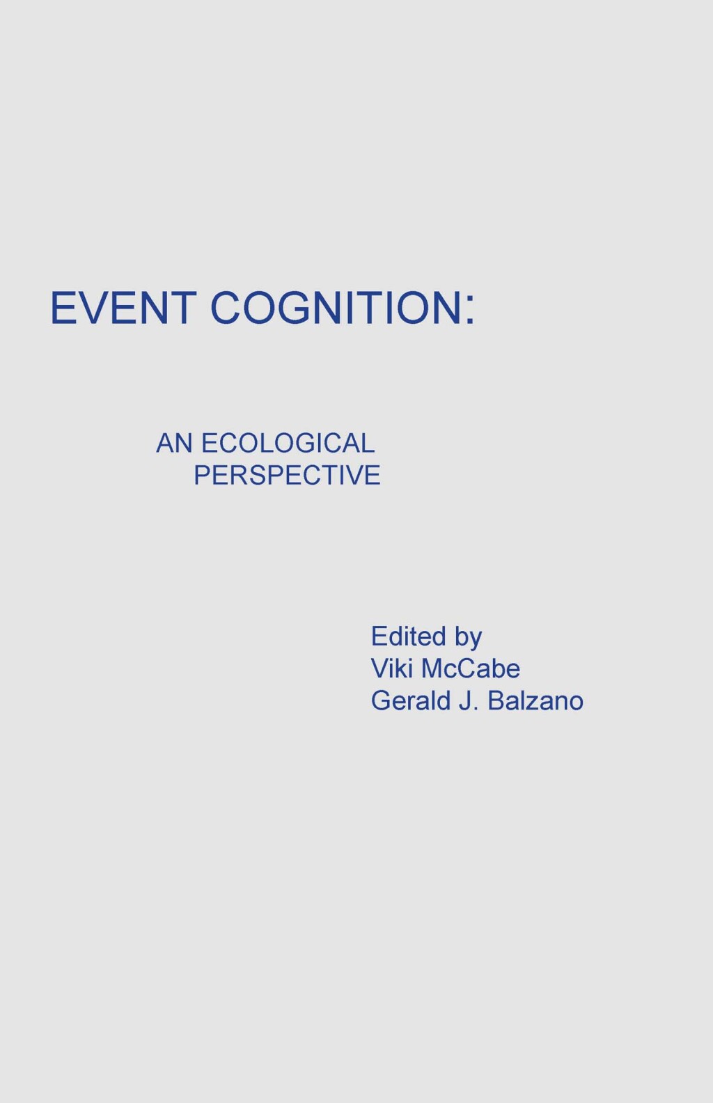 Event Cognition An Ecological Perspective 1st Edition