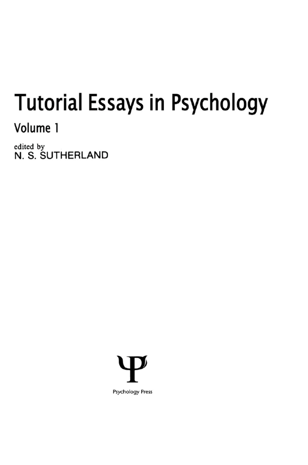 Tutorial Essays in Psychology Volume 1 1st Edition